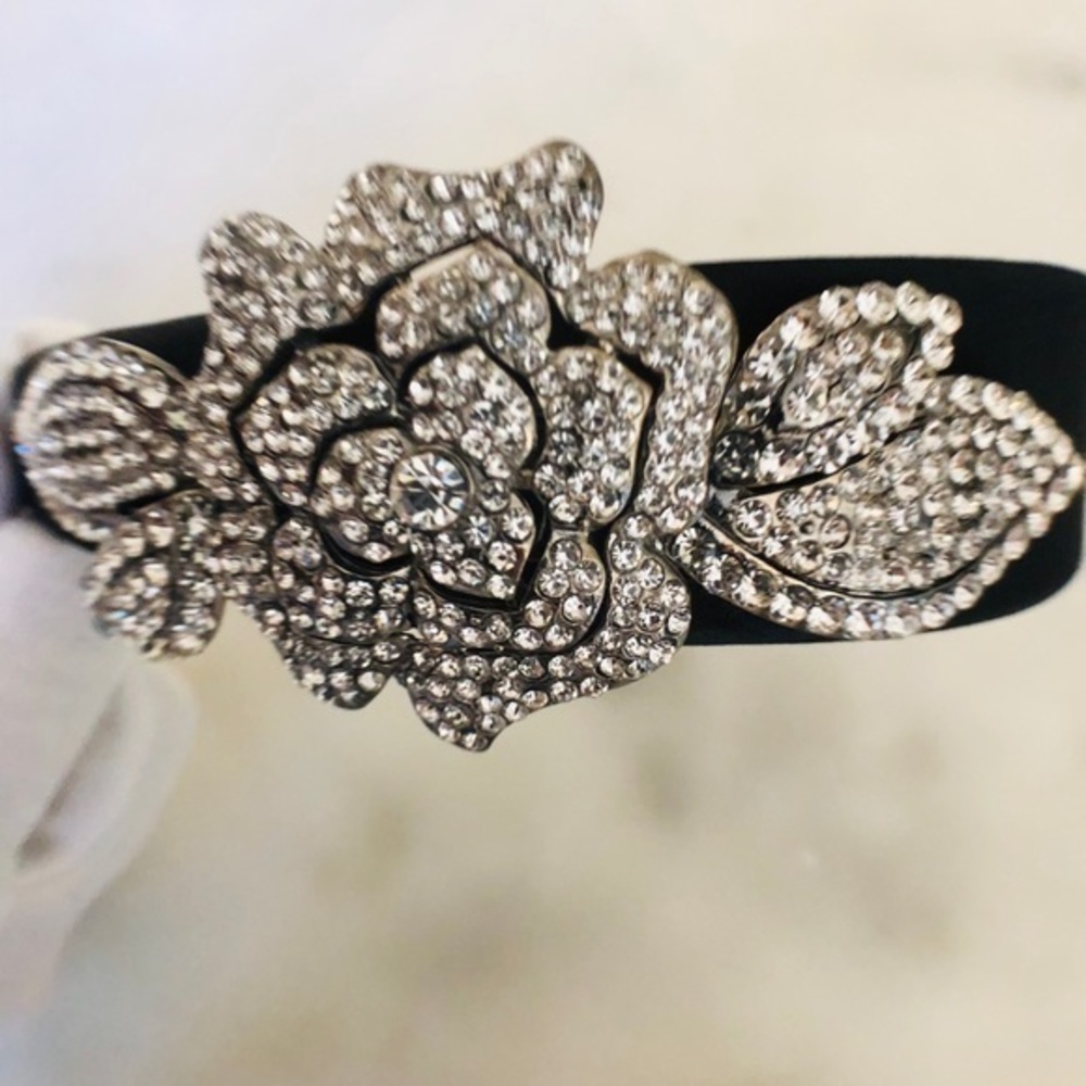 - Black Satin Rhinestone Headband